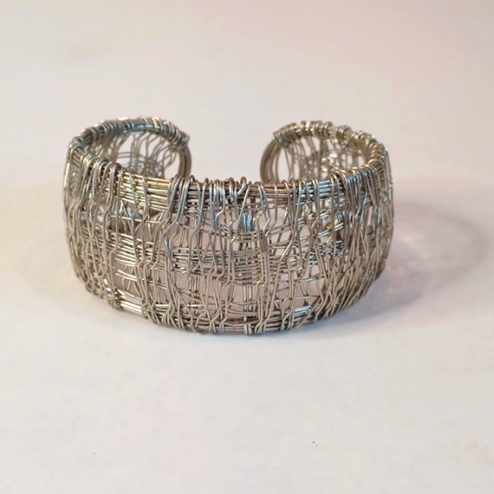 Vintage Avant Garde Steel Wire Cuff Bracelet EUC
